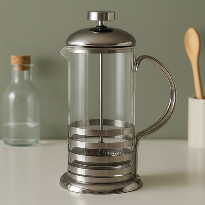 Prensa Francesa 800ml Inox/Vidro com Cremeira – Café Gourmet em Casa