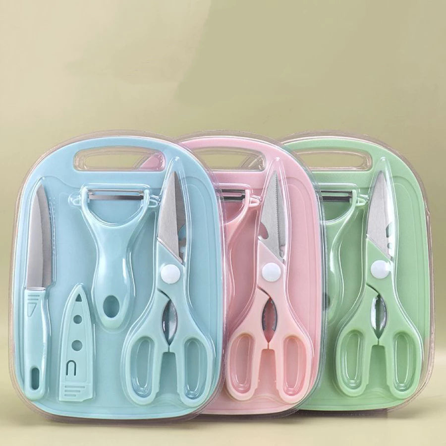 Kit Cozinha Compacto 4 Peças – Conjunto Pastel para Corte e Preparo