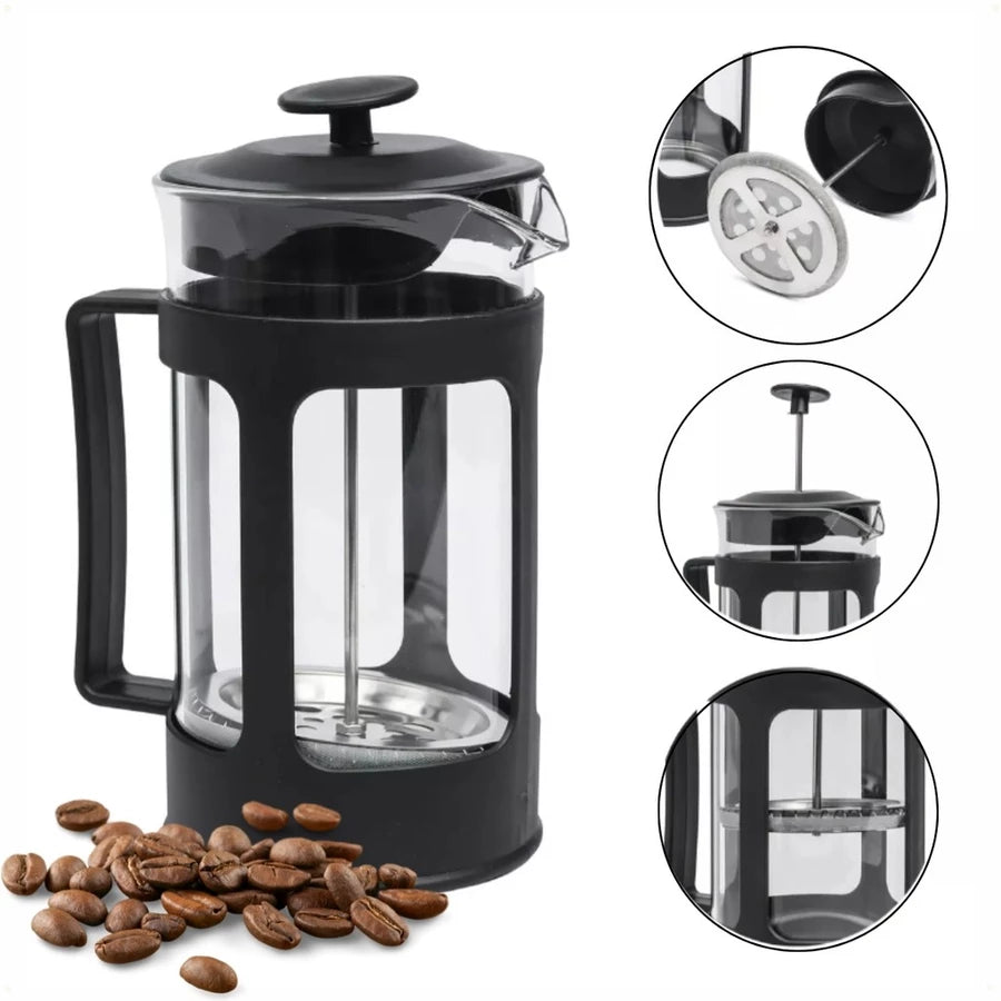 Kit Café Gourmet Prensa Francesa 350ml Com Moedor Cafe Grãos Elétrico Inox Cafeteira 110v 220v