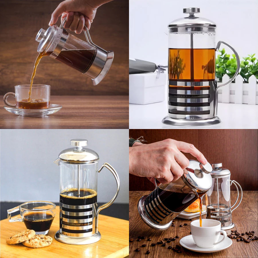 Prensa Francesa 800ml Inox/Vidro com Cremeira – Café Gourmet em Casa