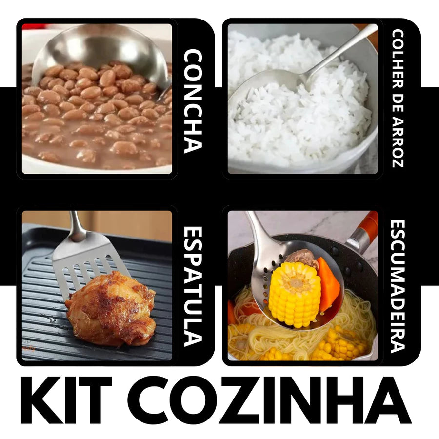 Kit Cozinha Inox 5 Peças + Ralador Grátis